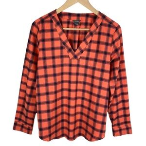 NEW Eddie Bauer Womens Shirt Blouse Size Small Red Plaid Popover Western Coastal